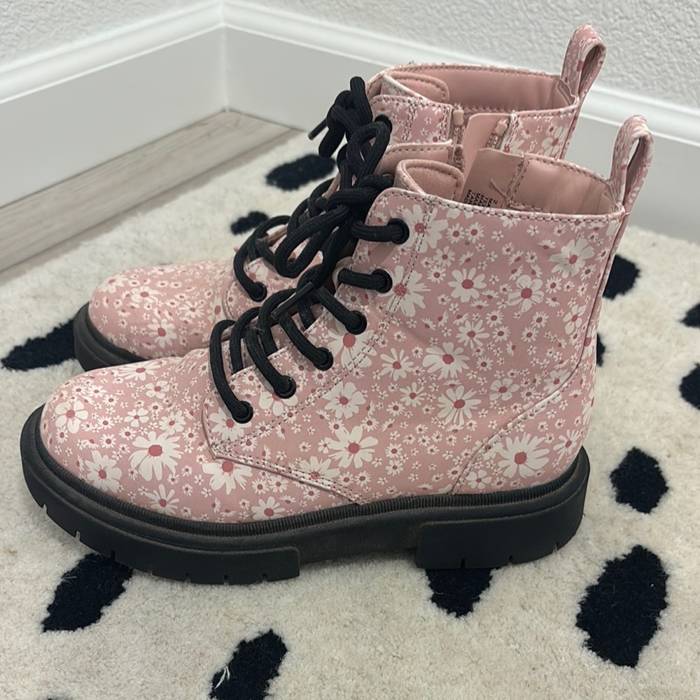 Floral Pink Kids Boots by Dr. Martens
